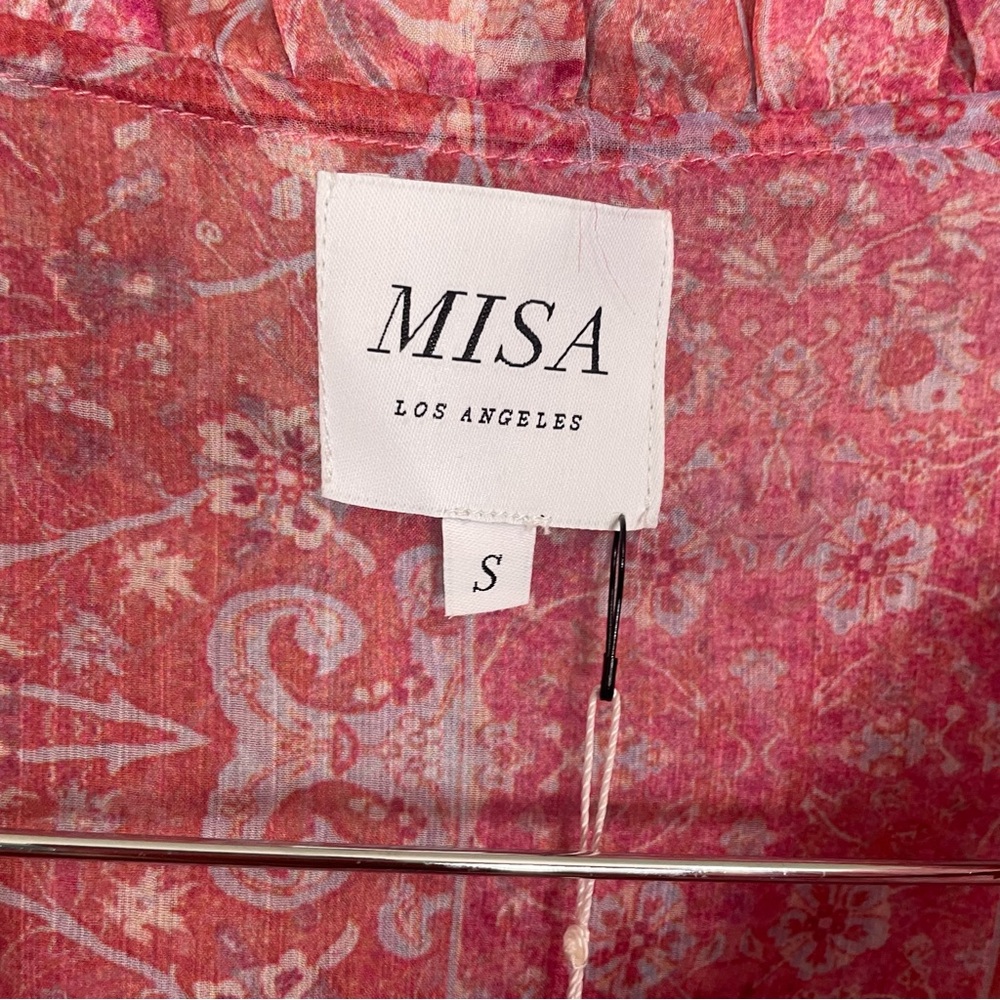 Misa Lilian Dress Mini Ruffle Pink Floral in Washed Rose Size Small NWT - Picture 7 of 9